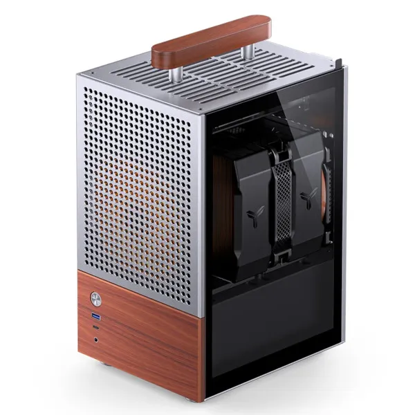 Jonsbo T6 Tempered Glass, Wood -Mini-ITX -kotelo, Harmaa