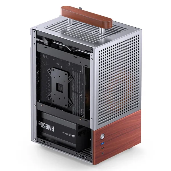 Jonsbo T6 Tempered Glass, Wood -Mini-ITX -kotelo, Harmaa
