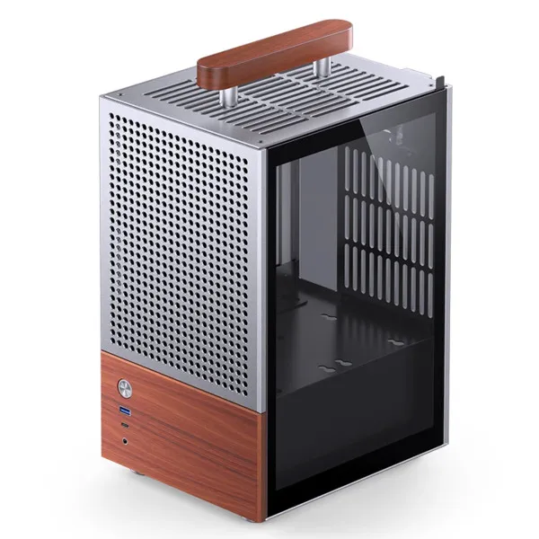 Jonsbo T6 Tempered Glass, Wood -Mini-ITX -kotelo, Harmaa