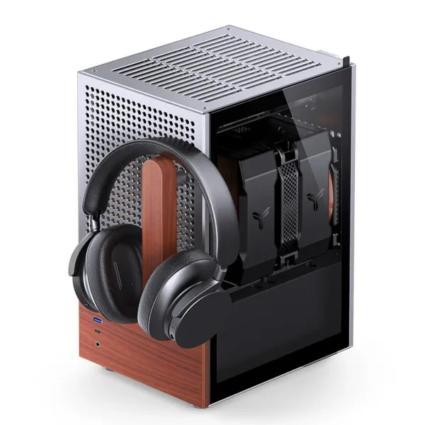 Jonsbo T6 Tempered Glass, Wood -Mini-ITX -kotelo, Harmaa