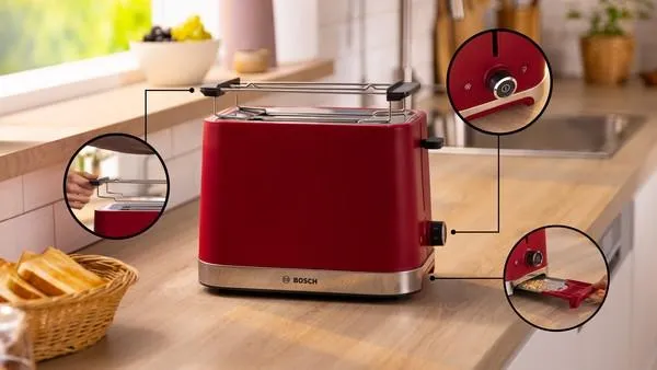 Bosch MyMoment  -leiv&auml;npaahdin, 2 viipale(i)ta,  Punainen