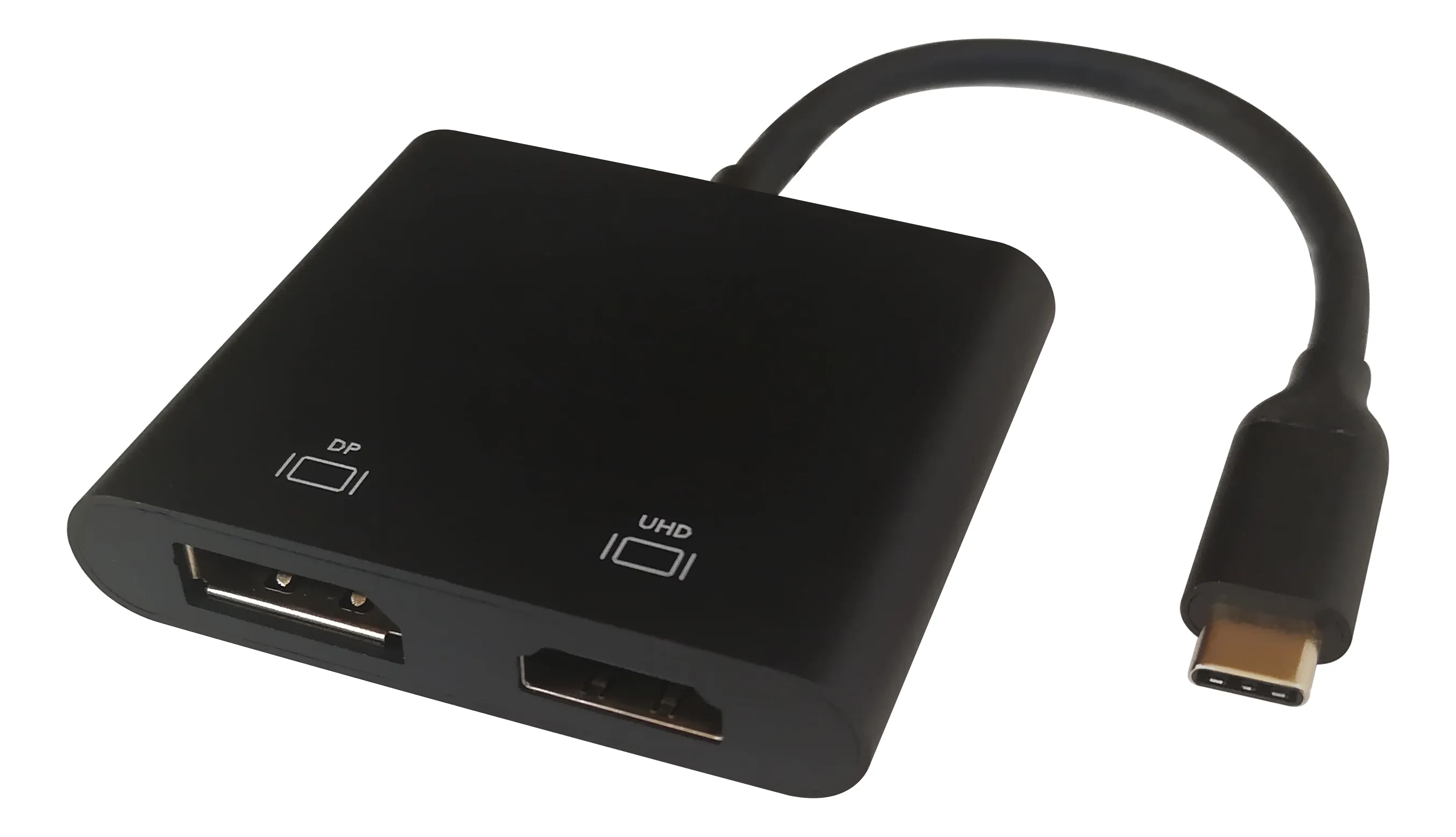 Deltaco USB-C, 2 x 4K 60 Hz, HDMI + DP -MST-hub, Black, 0.1m