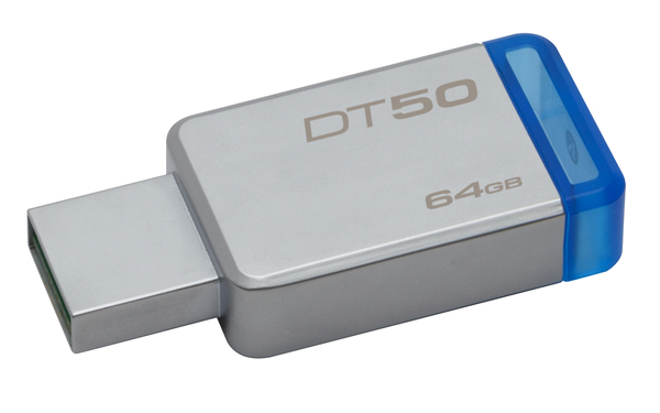 Kingston DataTraveler DT50 64 Gt Class 10 U3 USB-muistitikku, sininen (Metal)