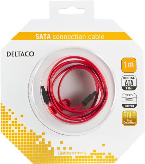 DELTACO SATA/SAS-kabel, rak-rak, 1m
