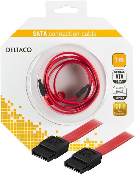 DELTACO SATA/SAS-kabel, rak-rak, 1m