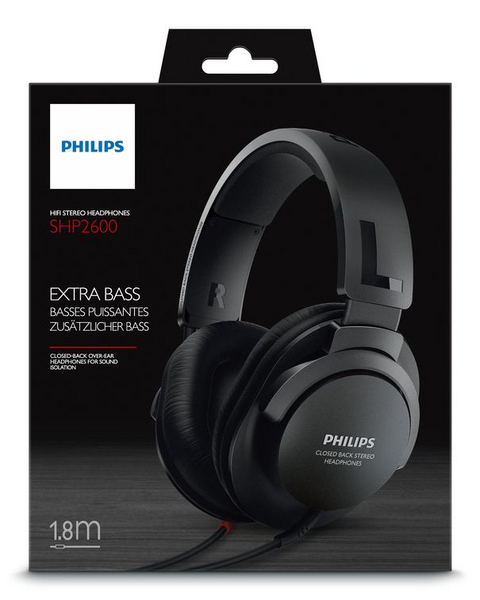 Philips SHP2600, sulj. kuulokkeet, 12-21500Hz, 24Ohm, 1,8m kaapeli, mu