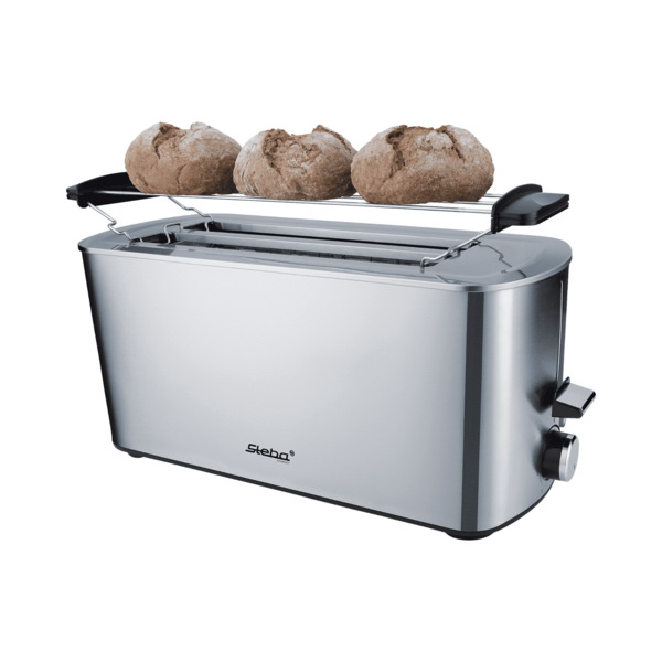 Steba TO 21 Inox -leiv&auml;npaahdin, 2 pitk&auml;&auml; aukkoa, 4 viipaletta, 1400 W, ruostumaton ter&auml;s
