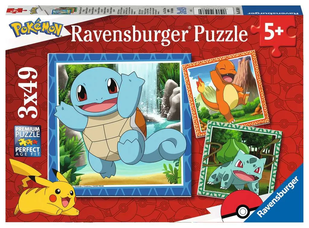 Ravensburger children's puzzle Charmander, Bulbasaur and Squirtle (3x49 pieces)