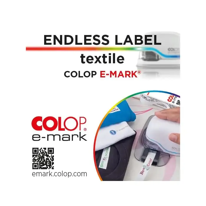 COLOP e-mark &auml;ndl&ouml;sa etiketter textil - 15 mm x 8 m