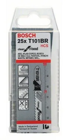 Bosch jigsaw blade T 101 BR Clean for Wood, 100mm (25 pieces)