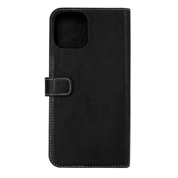 Essentials iPhone 12 Pro Max, Leather Wallet, Detach., Musta