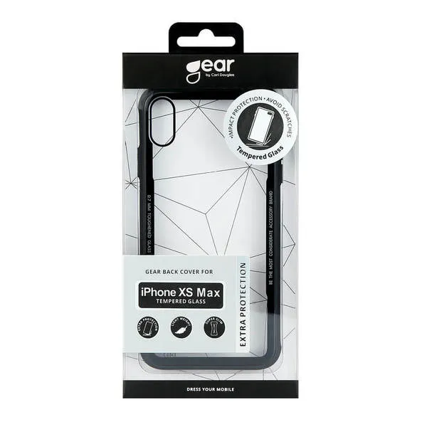 GEAR Tempered Glass Case, iPhone X/XS - fodral, Svart