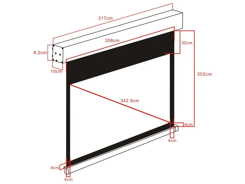 Multibrackets M Motorized Projection Screen Black Edition - Heijastusn&auml;ytt&ouml; - kattoon asennettava - moottoroitu - 135 tuuma (343 cm) - 16:9 - Matte White - must