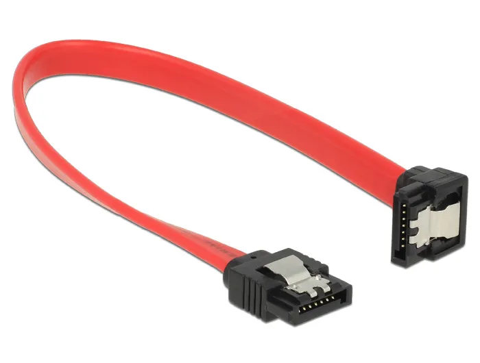 Delock SATA-kaapeli,0,2m,6Gb/s,lukitus,taivutus alas-suora,26AWG,pun.