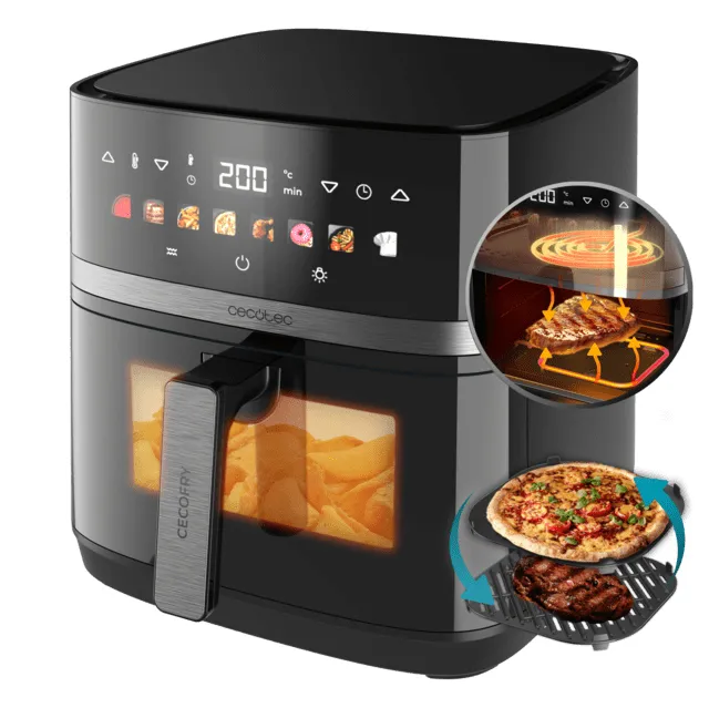CECOTEC Cecofry & Grill Duoheat 8000 varmluftsfrit&ouml;s, 8 L, 2200 W, Svart