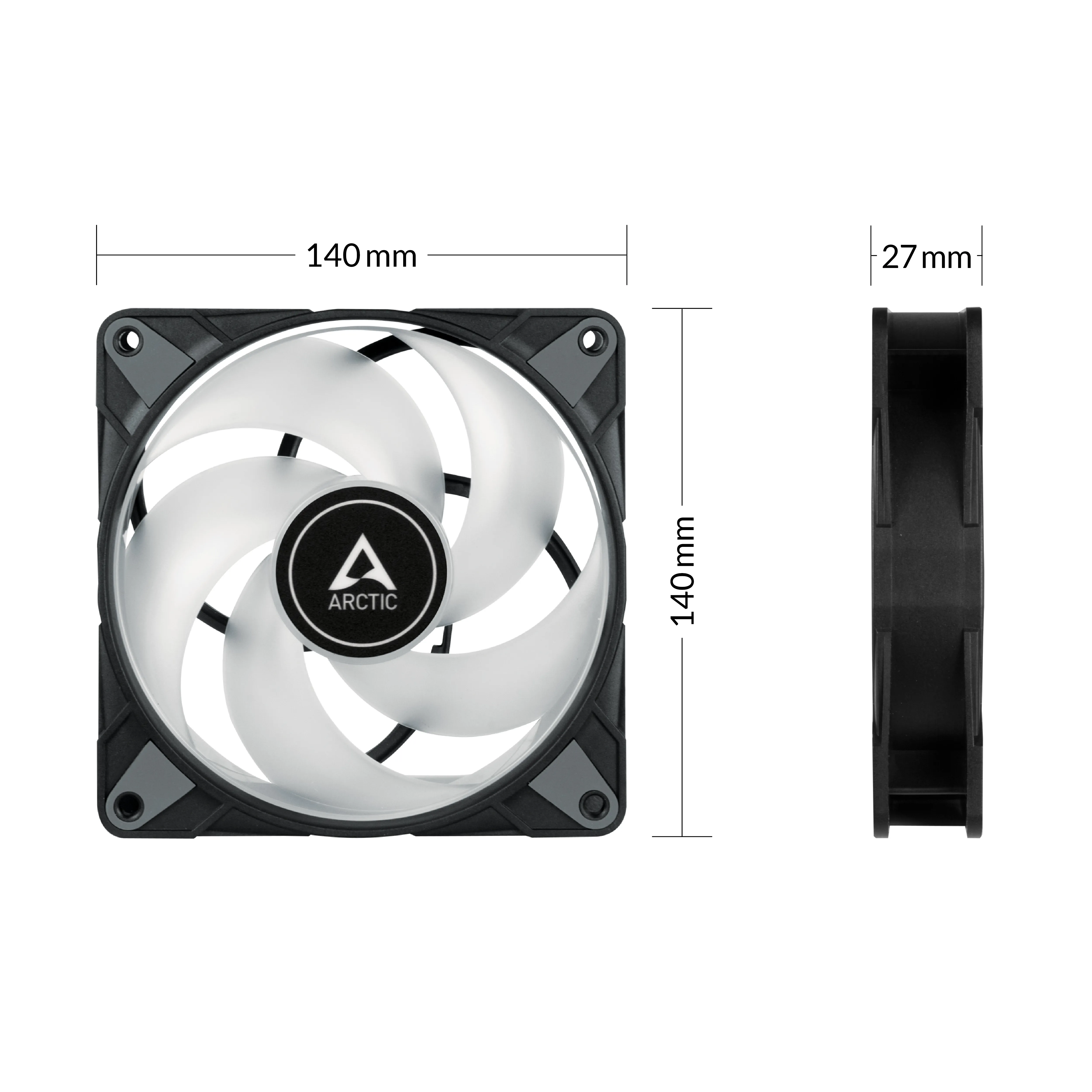 Arctic P14 PWM PST, RGB, 140mm - case fan, black