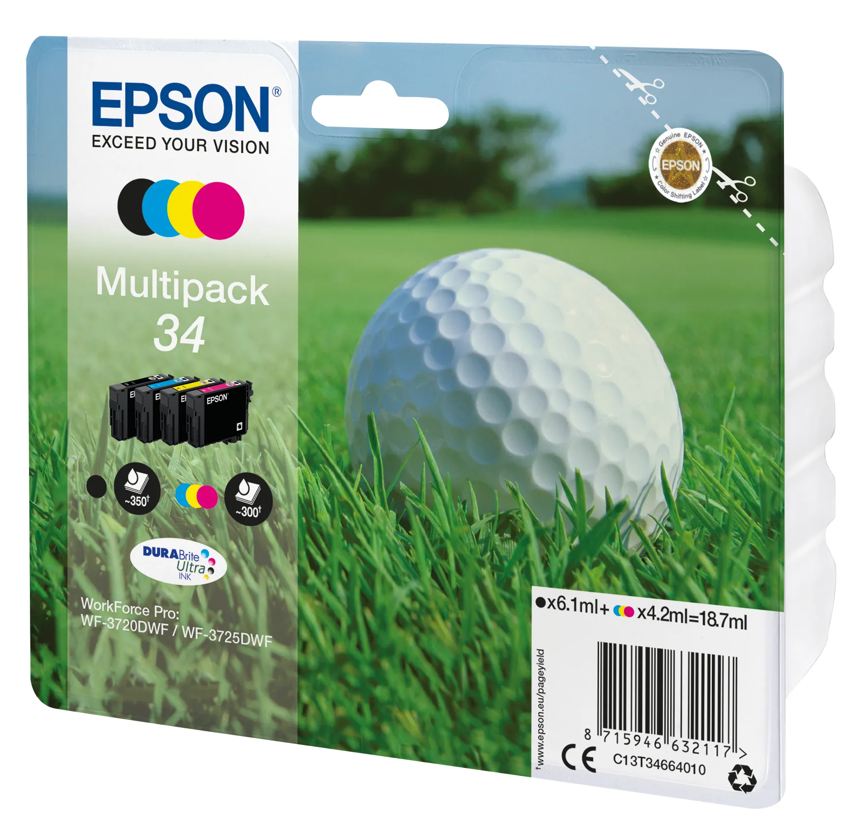 Epson 34 DURABrite Ultra -mustekasettipakkaus, musta/syaani/magenta/keltainen, 4 kpl