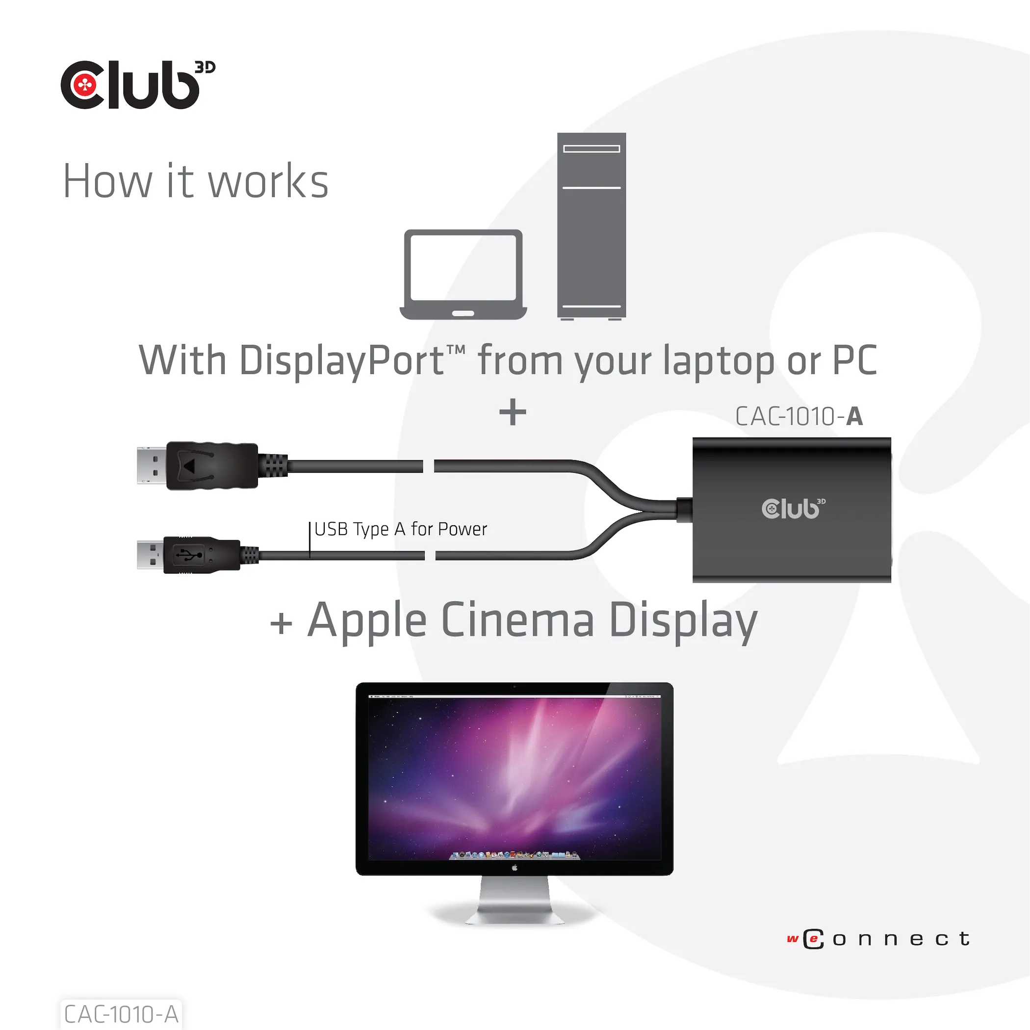 Club 3D DisplayPort to Dual Link DVI-D HDCP OFF version, active - adapter, Black