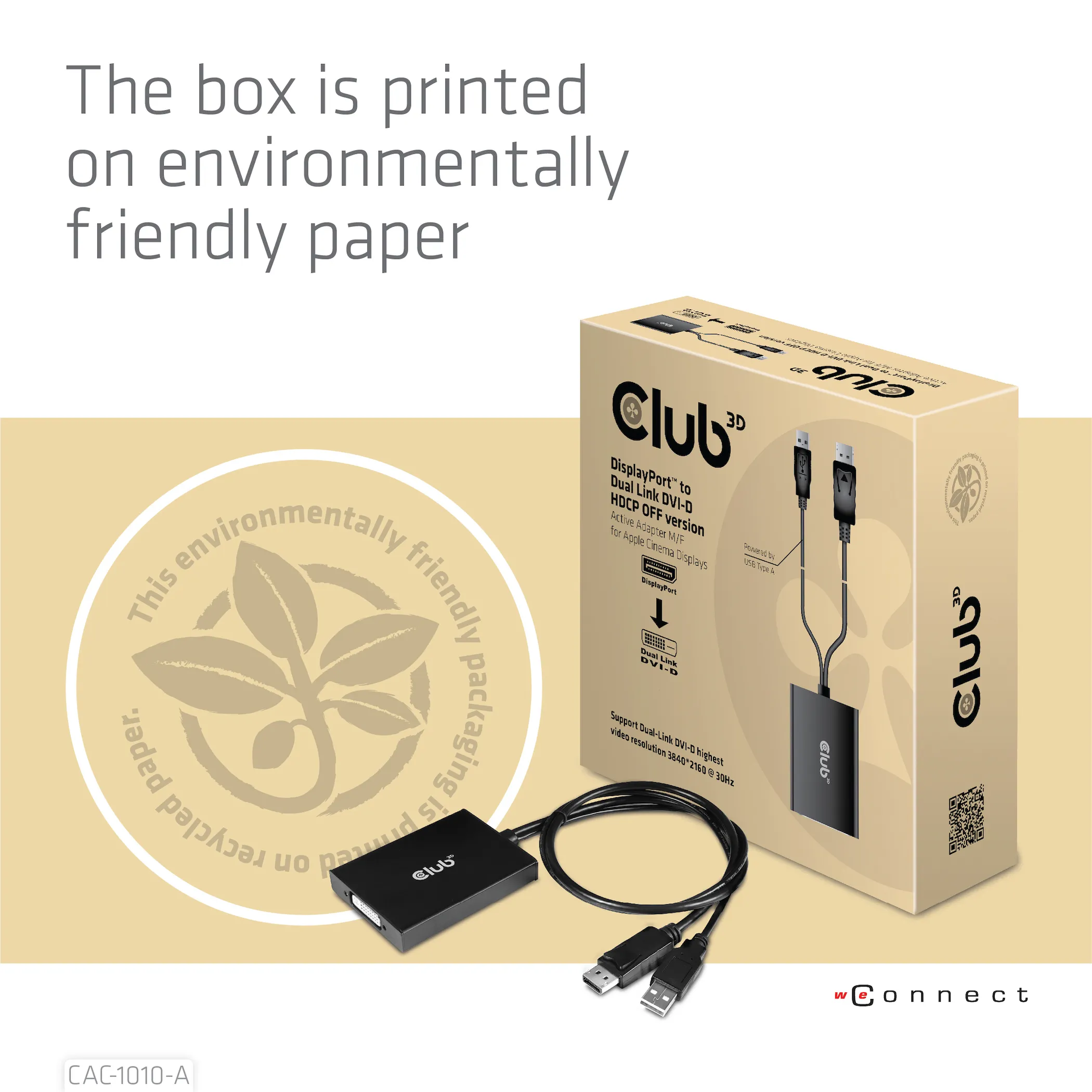 Club 3D DisplayPort to Dual Link DVI-D HDCP OFF version, active - adapter, Black