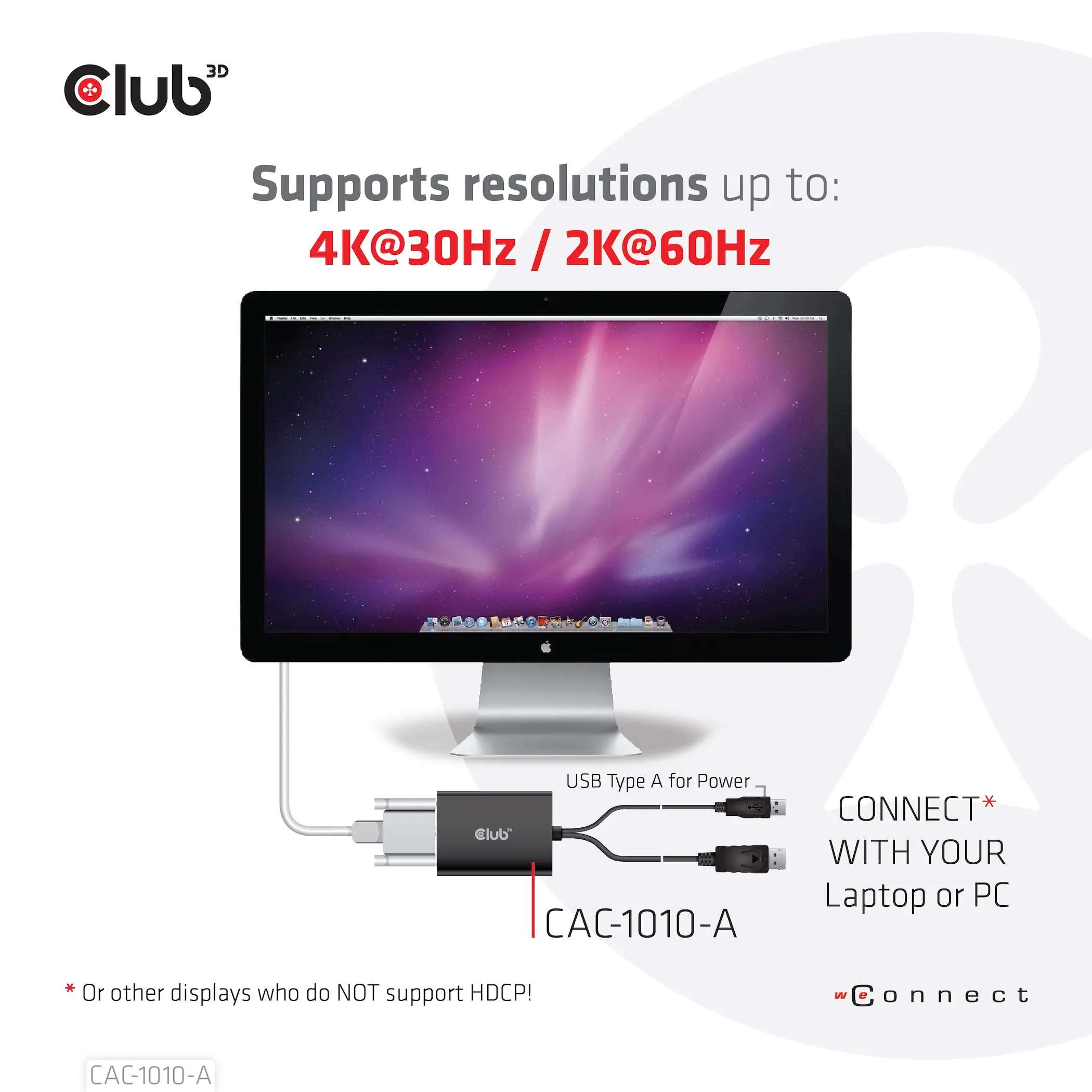 Club 3D DisplayPort to Dual Link DVI-D HDCP OFF version, active - adapter, Black
