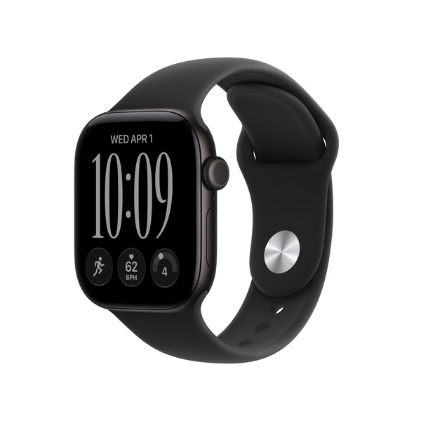 Apple Watch Series 12 (GPS) 42 mm aluminiumboett svart med sportband svart, S/M