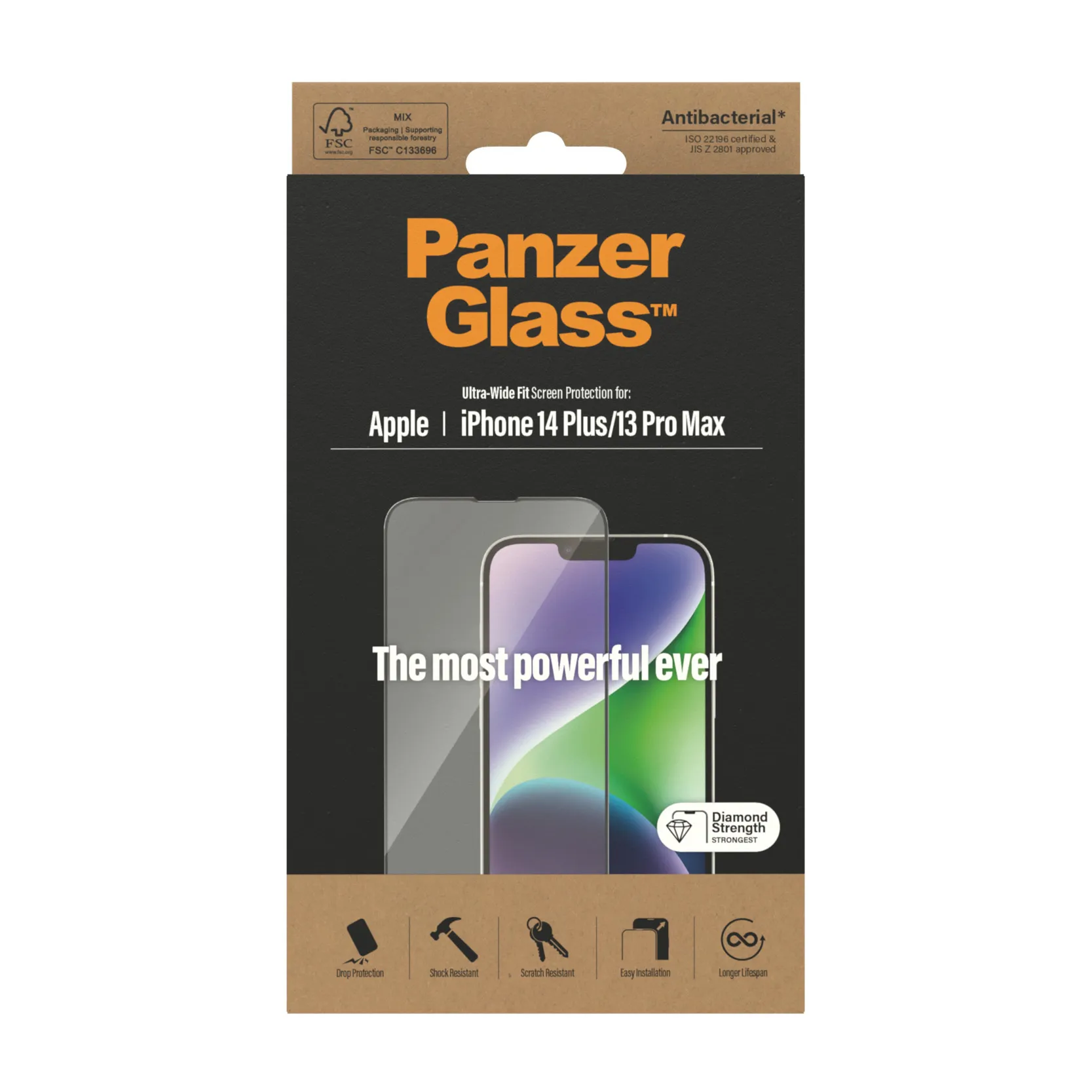 PanzerGlass Ultra-Wide Fit, iPhone 14 Plus / 13 Pro Max - sk&auml;rmskydd