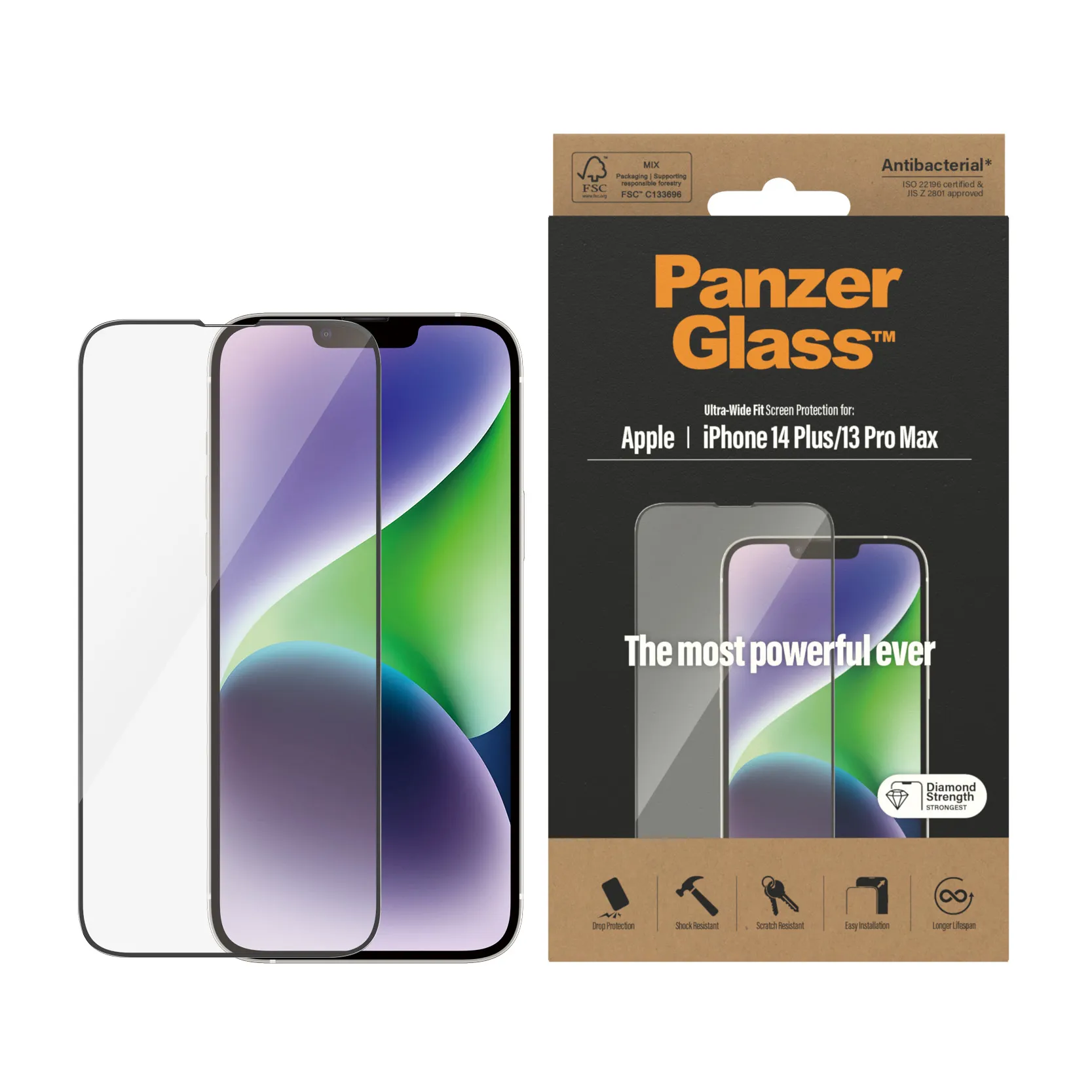 PanzerGlass Ultra-Wide Fit, iPhone 14 Plus / 13 Pro Max - sk&auml;rmskydd