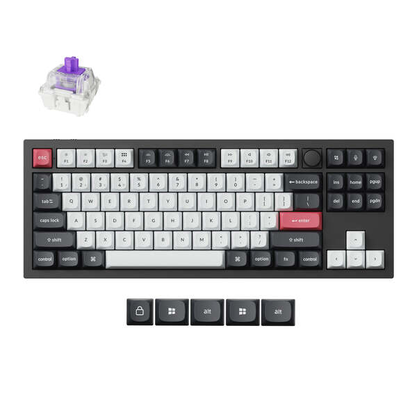 Keychron Q3 HE 80% Knob QMK Gateron 2.0 Magnetic  wireless keyboard, Carbon Black