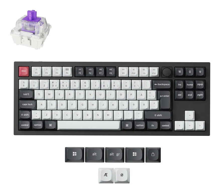 Keychron Q3 HE 80% Knob QMK Gateron 2.0 Magnetic -langaton näppäimistö. Musta