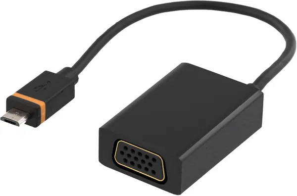 DELTACO Slimport - VGA-sovitin, USB Micro B ur - VGA na, musta