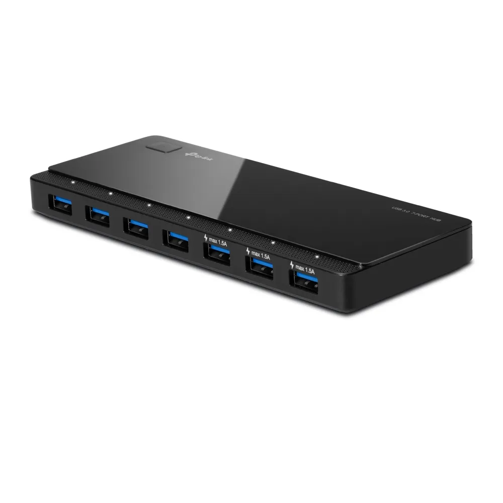 TP-Link UH700- USB 3.0 hubb med 7-portar, n&auml;tadapter medf&ouml;ljer, svar