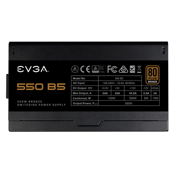 EVGA B5 550W - Power supply, 80 Plus Bronze
