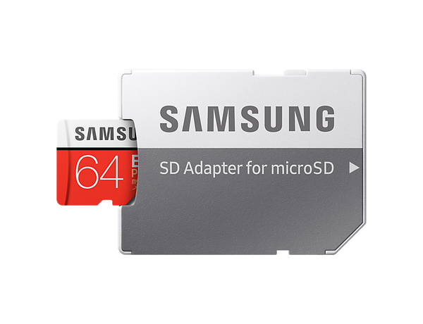 Samsung 64 GB EVO Plus, Class 10 MicroSDXC-kort + SD adapter