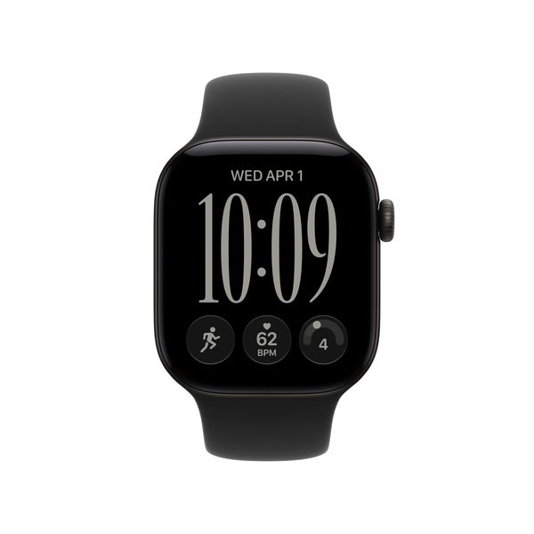 Apple Watch Series 12 (GPS) 42 mm aluminiumboett svart med sportband svart, S/M