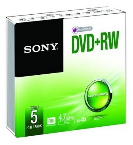 SONY 5DPW47SS DVD+RW 4.7GB 120min 4x Media Jewelcase 5x pack