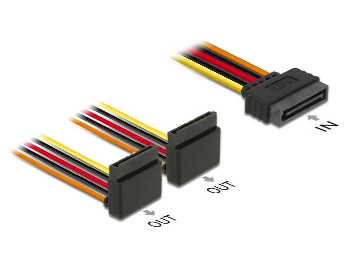 Cable SATA 15 pin power plug with latching function > 2 x SATA 15 pin