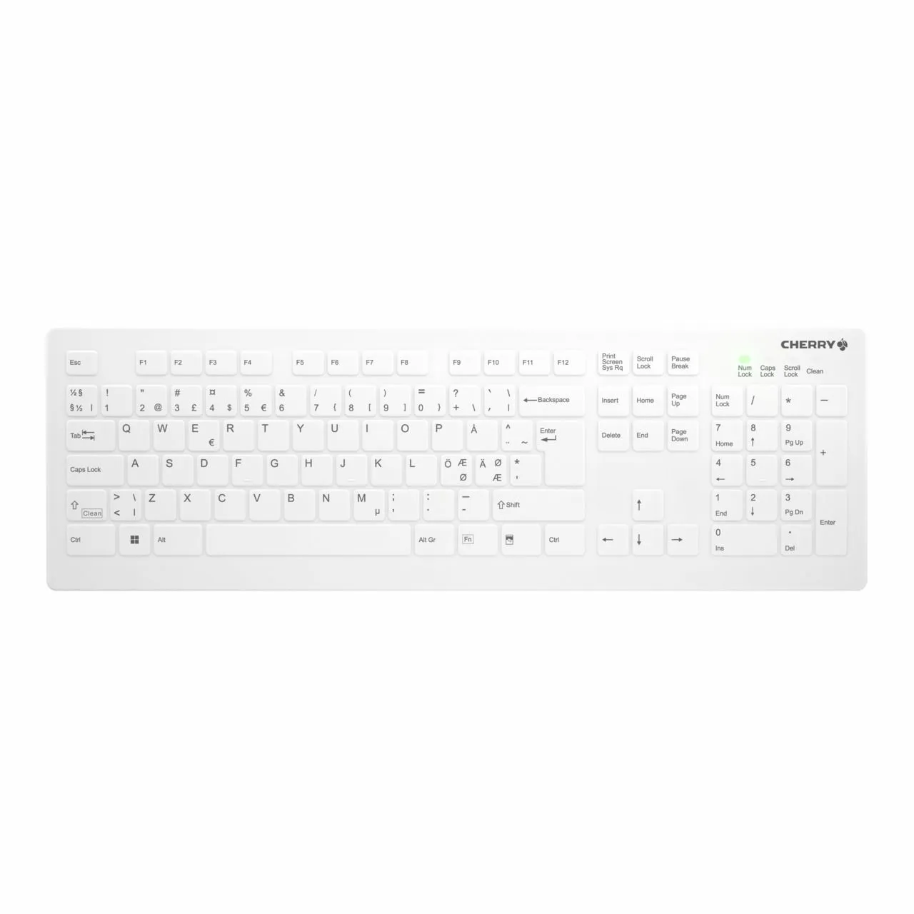 Cherry Active Key AK-C8112 tr&aring;dl&ouml;s ergonomisk tangentbord, CHERRY SX, vit