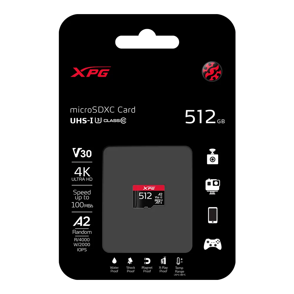 ADATA XPG 512GB MicroSDXC UHS-I U3 R:100MB/sec,W:80MB/sec
