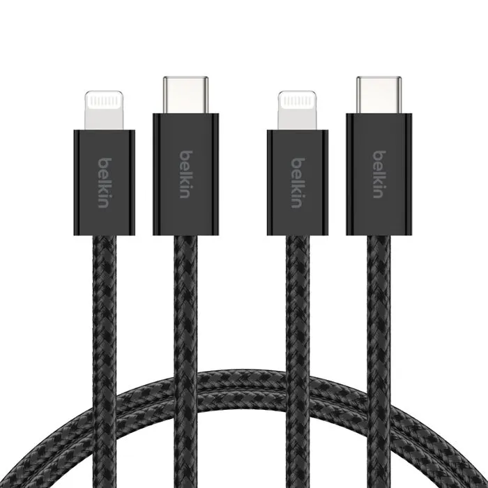 Belkin USB-C – Lightning -kaapeli, 1,5 m, musta, 2 kpl