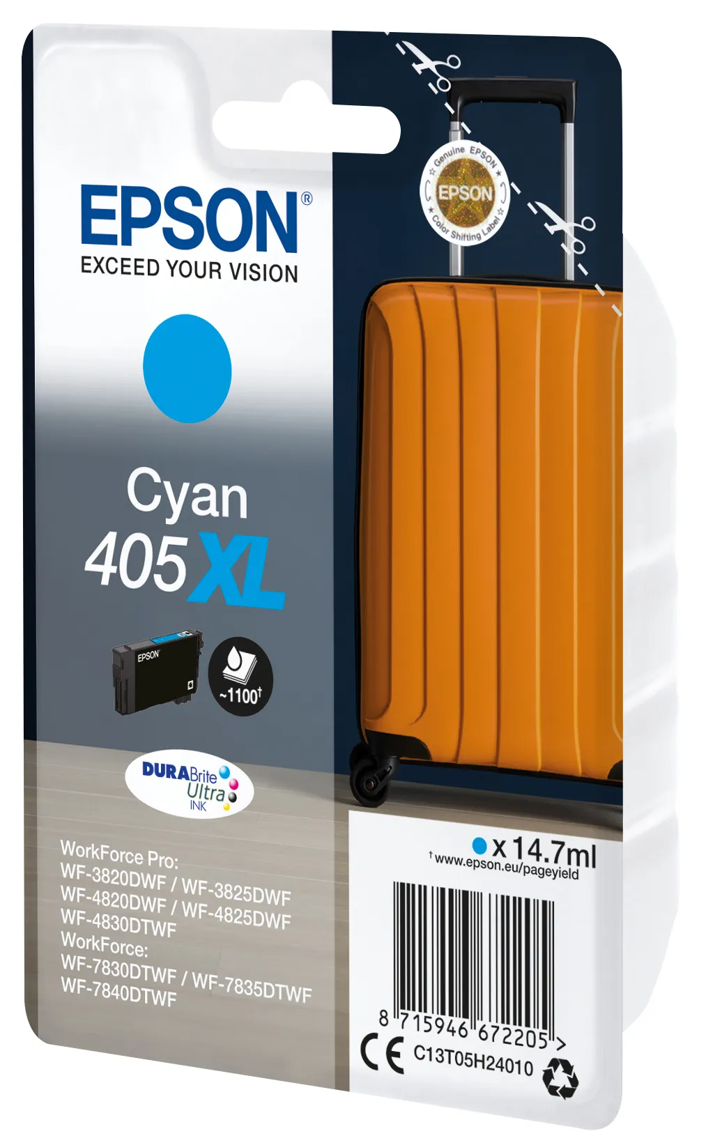 Epson 405XL ink cartridge, 14.7 ml, Cyan
