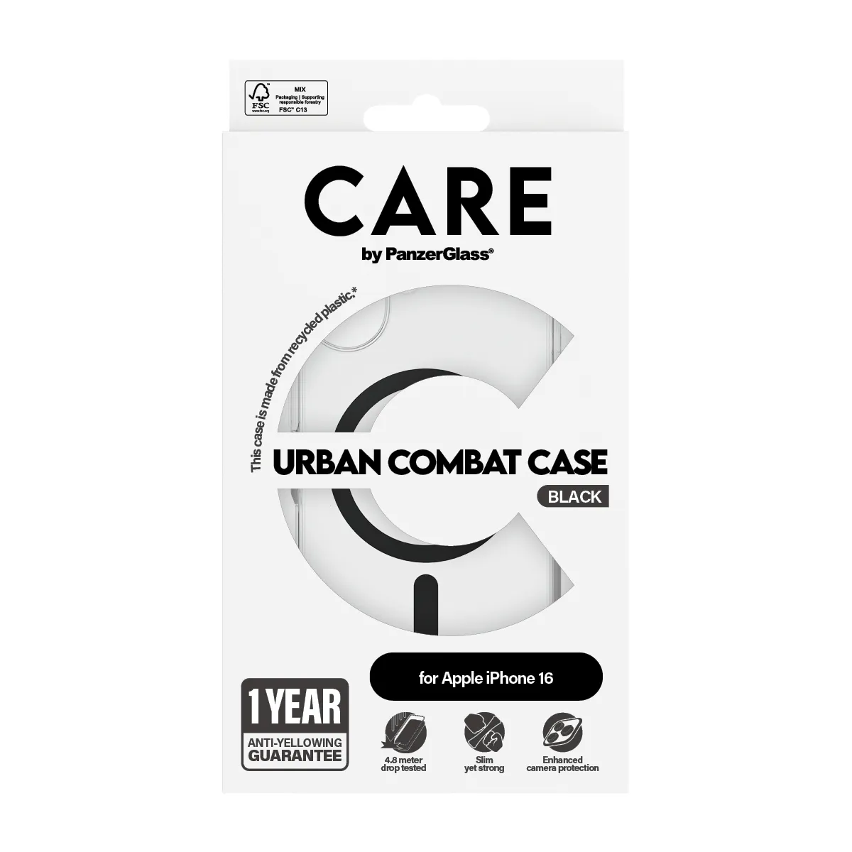 Care by PanzerGlass iPhone 16 MagSafe Urban Combat skal, Svart