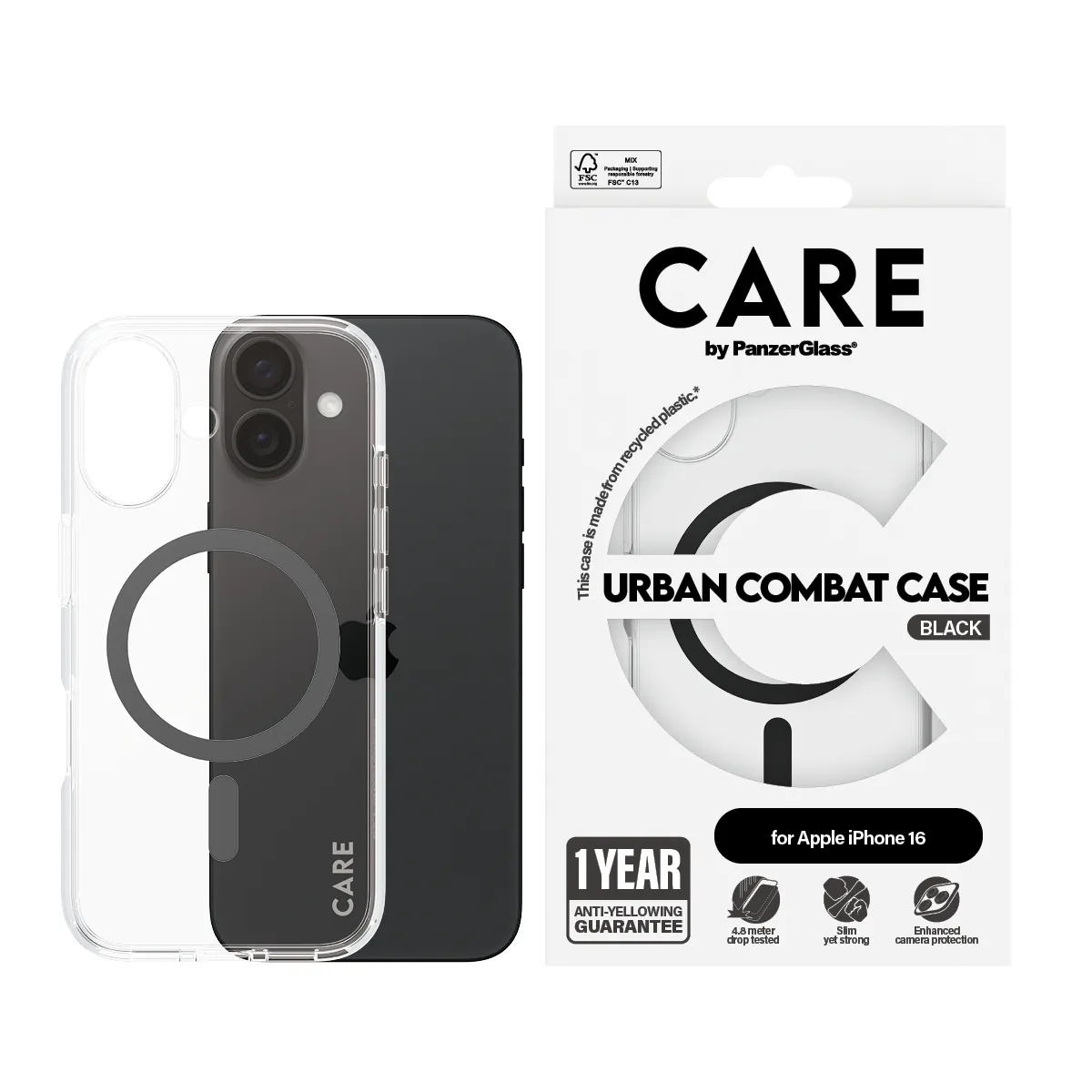 Care by PanzerGlass iPhone 16 MagSafe Urban Combat skal, Svart