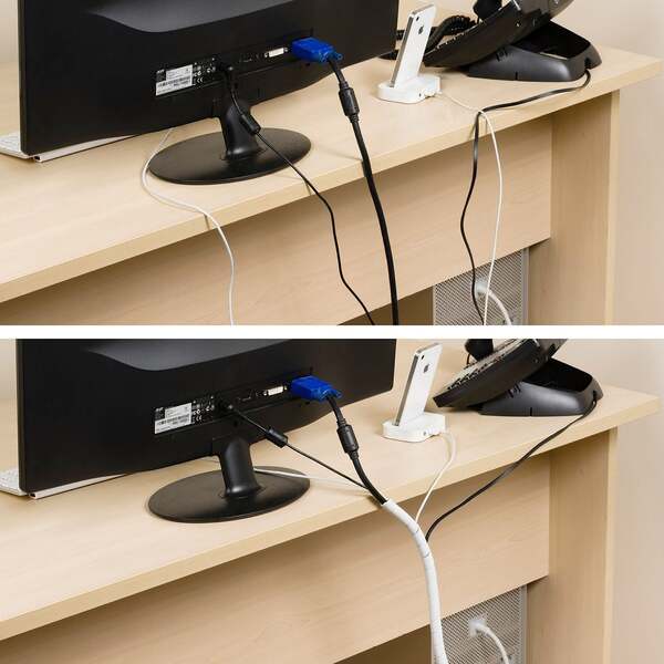 D-Line CTW2.5W - Spiral Cable Tidy, 2.5 metres, 40 millimetres, White