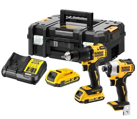 DeWalt cordless screwdriver combo pack DCK2062D2T, 18 Volt, Hammer (yellow / black, 2 screwdriver, 2x Li-ion battery pack XR 2,0Ah, T STAK box II)