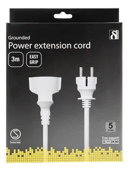 DELTACO jatkojohto, CEE 7/7, CEE 7/4, 3m, musta