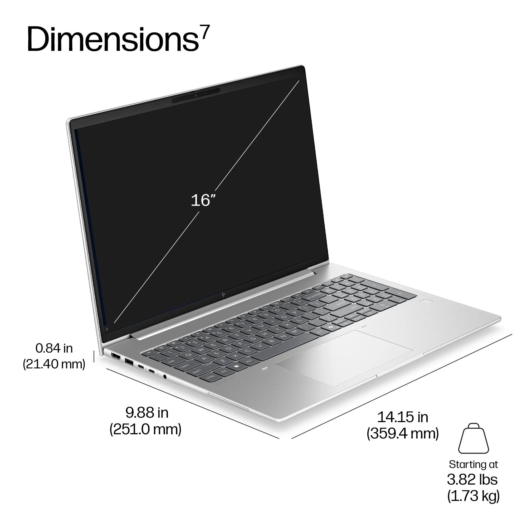 HP EliteBook 6 G1a 16.0" Ryzen 5 230, 16 GB, 512 GB, Win 11 Pro - b&auml;rbar dator