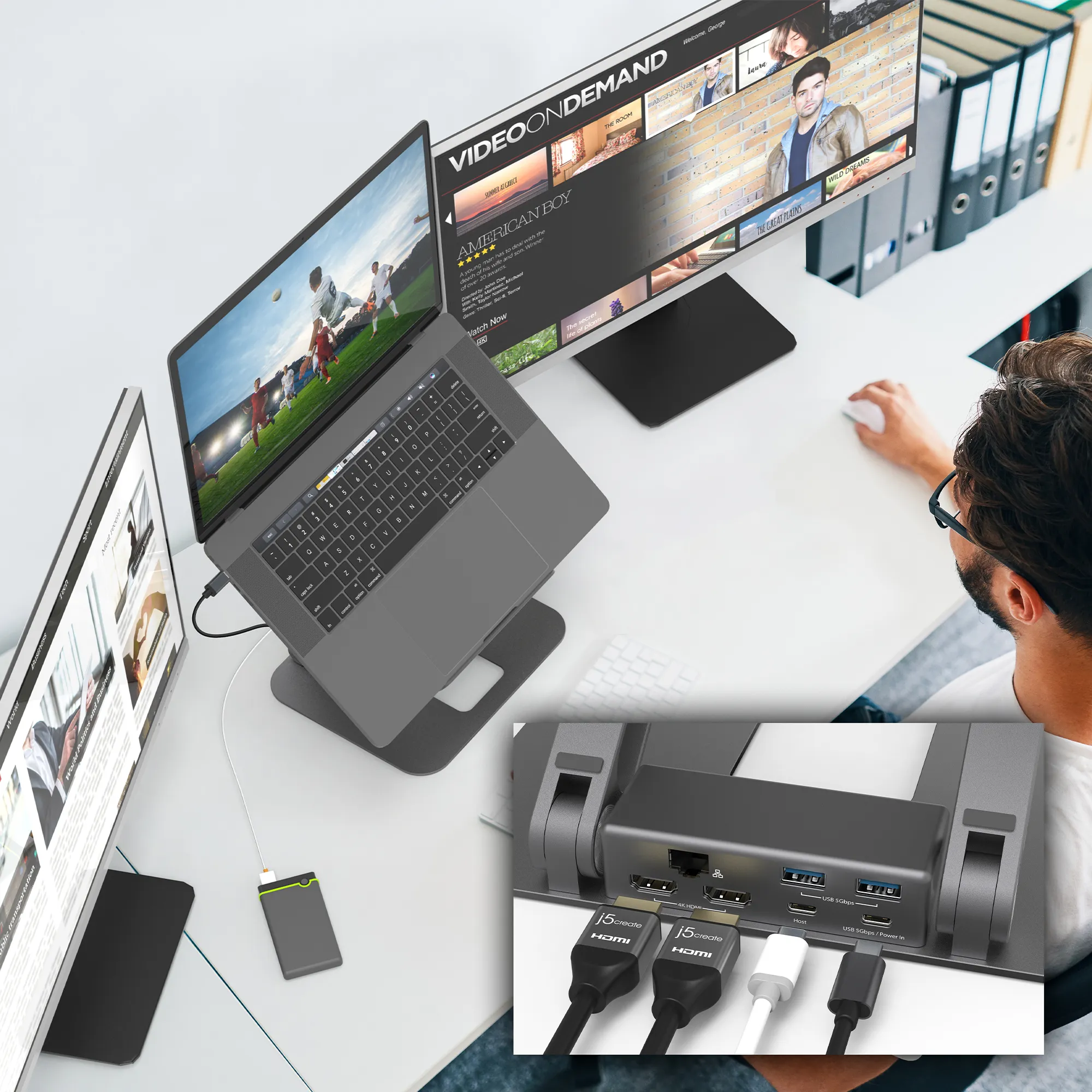 J5 Create MULTI-ANGLE DUAL 4K DOCKING - STAND