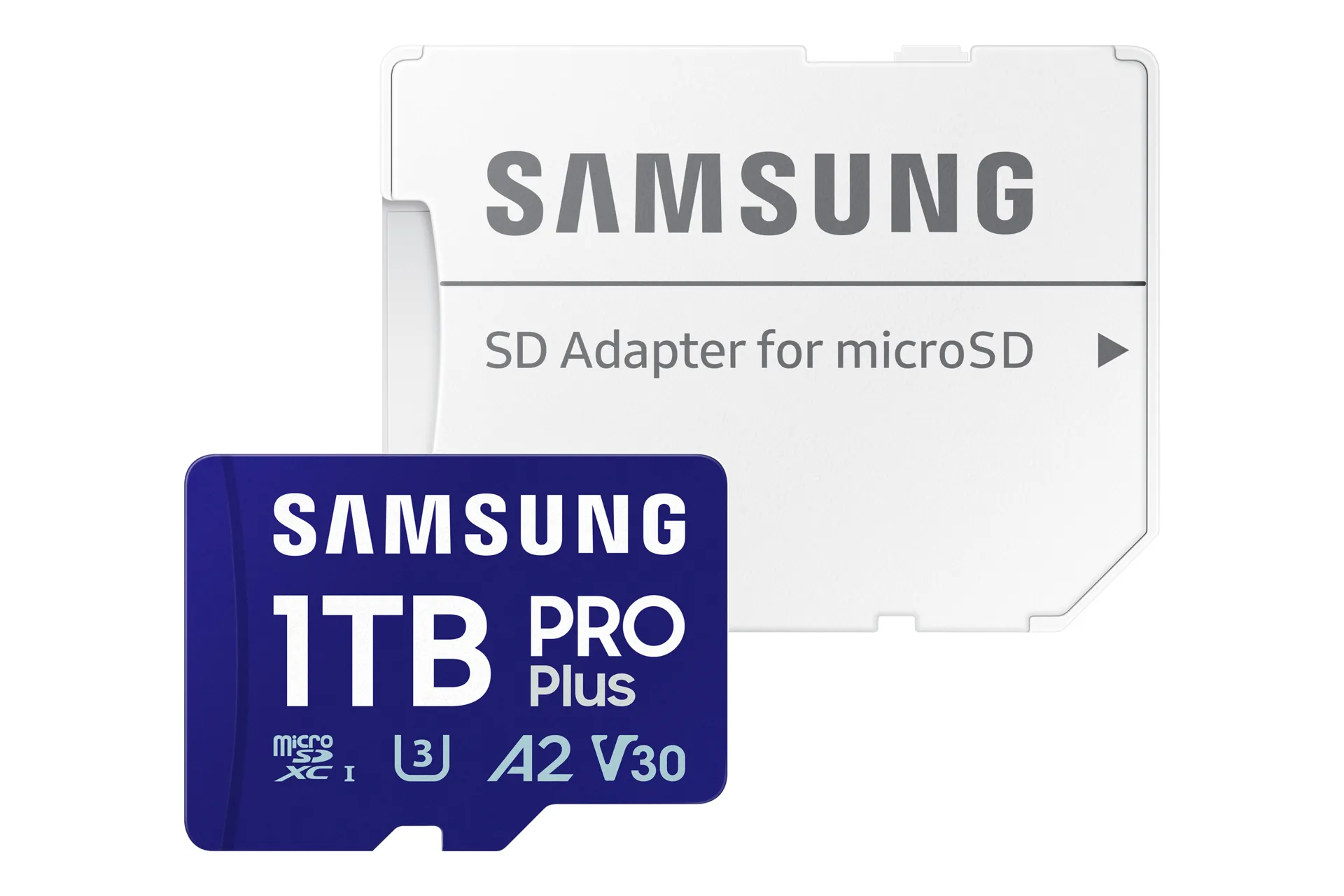Samsung PRO Plus 1 TB MicroSDXC UHS-I U3 V30 A2 kort + SD-adapter, bl&aring;