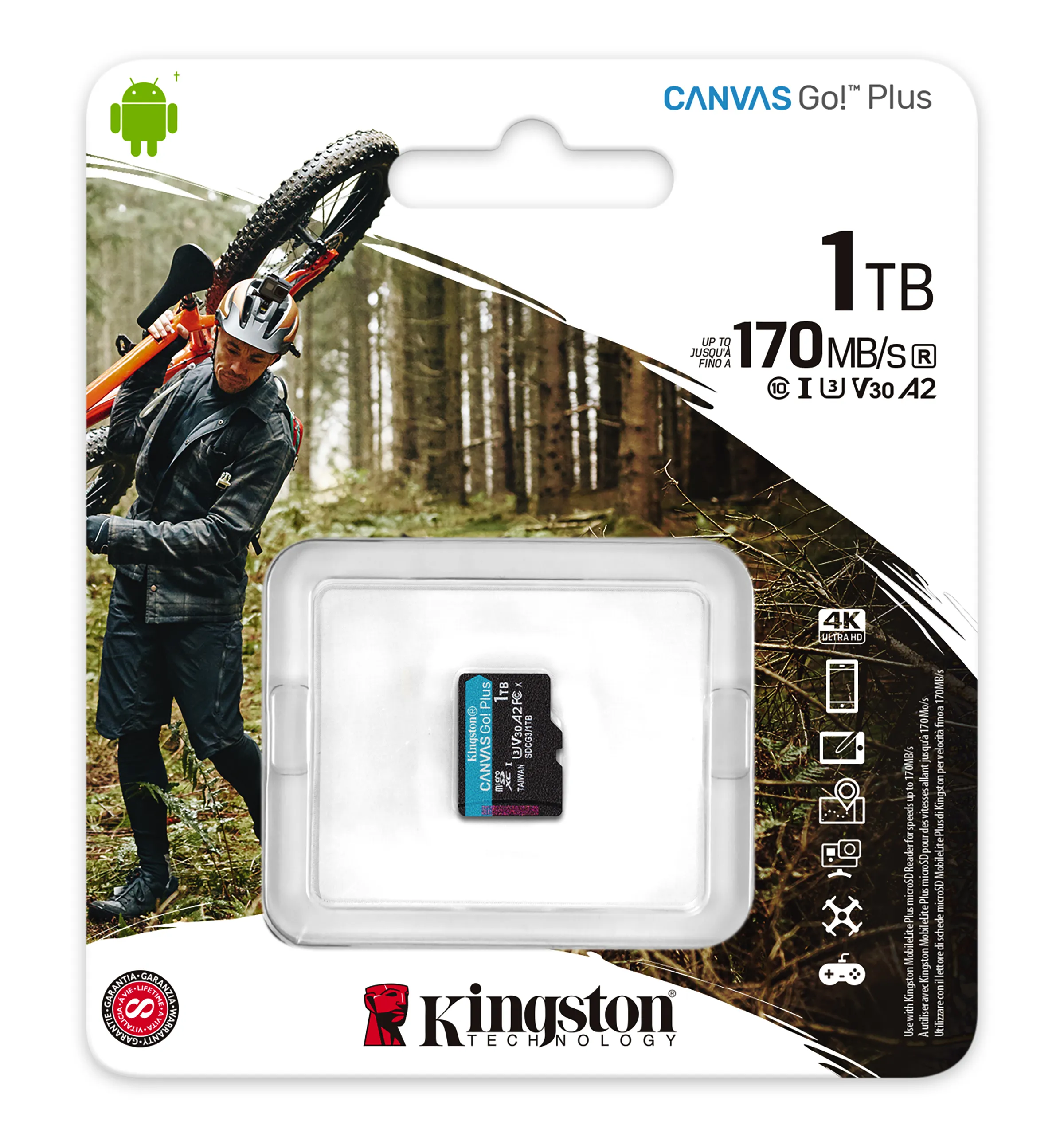Kingston Canvas Go! Plus 1 TB MicroSDXC UHS-I U3 V30 A2 kort + SD-adapter
