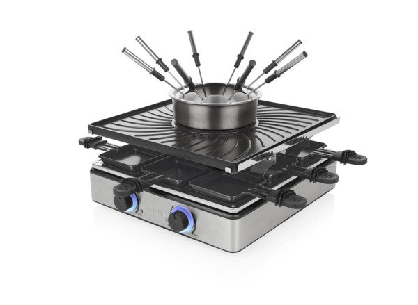 Princess 162670 Raclette ja fondue, 31 x 31 cm, 1800 W, 1,3 L, 8 henkil&ouml;&auml;, Ter&auml;s/Musta